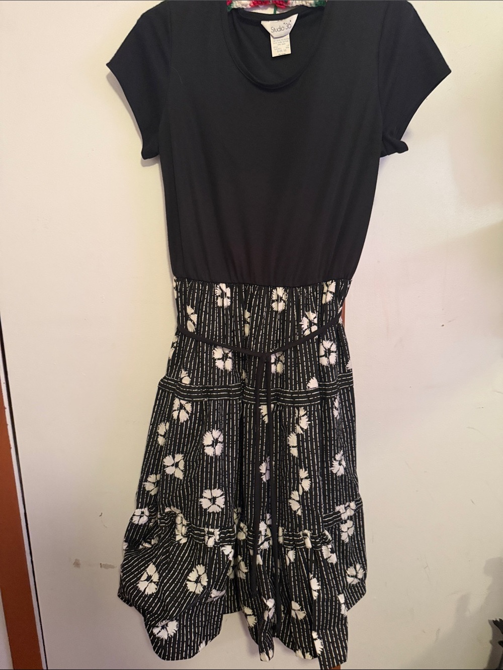 Studio 36 Black Dress with Red and Green Trim